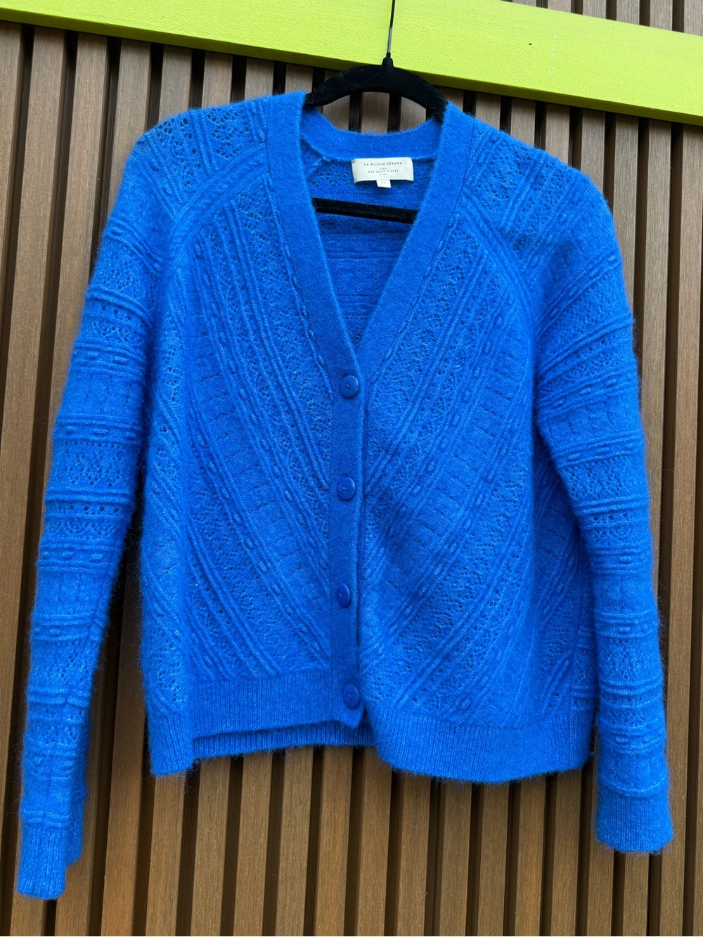 Blue Cozy Textured V-Neck Cardigan Sweater